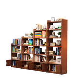 Trendy Vertical Open Back Solid Wood Display Bookshelf Image - 8