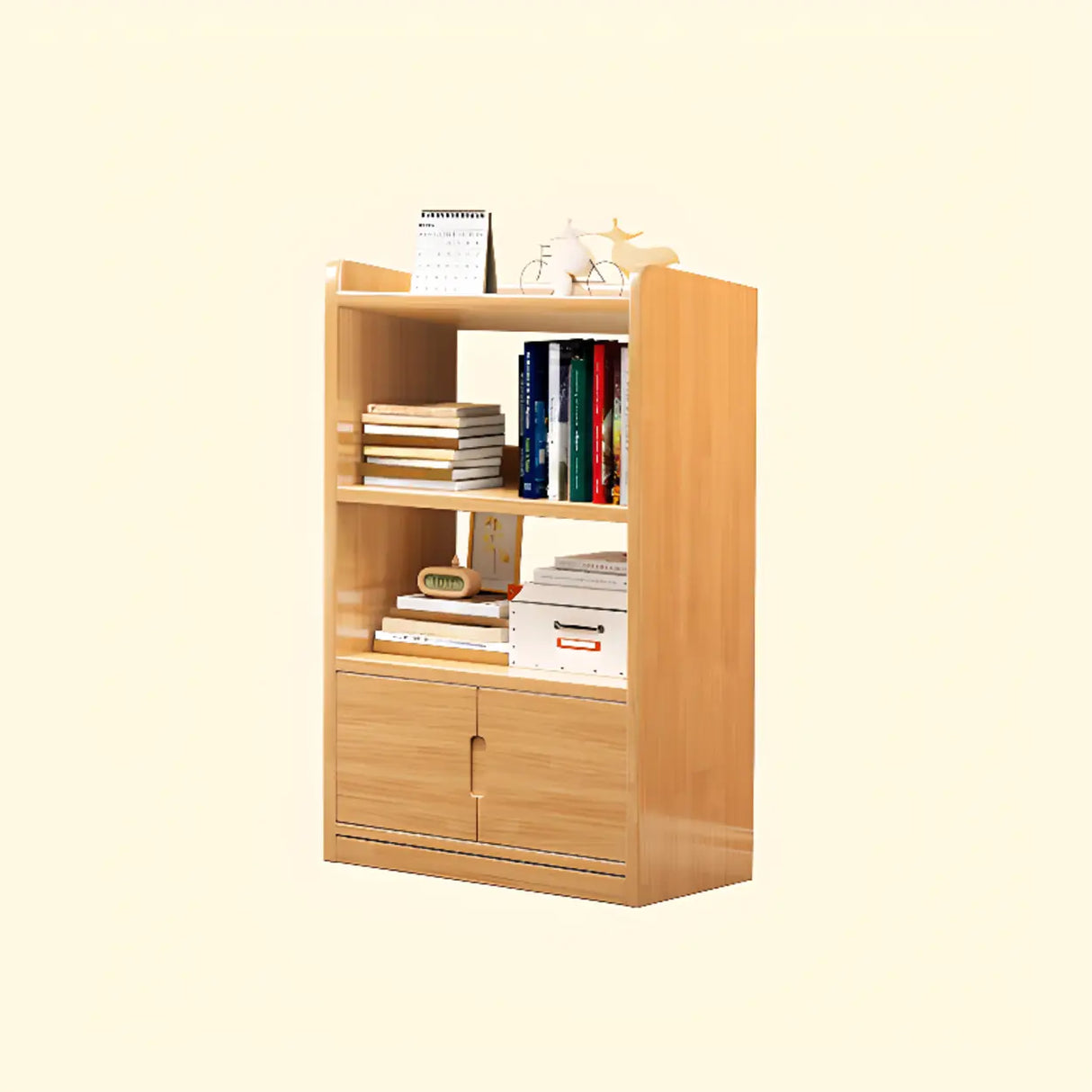 Trendy Vertical Open Back Solid Wood Display Bookshelf Image - 9