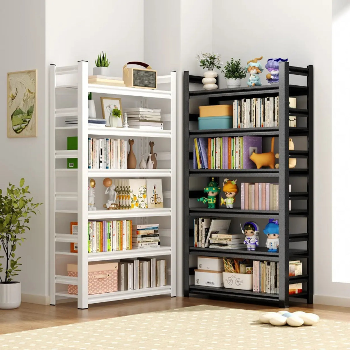 Trendy Vertical Open Metal Frame Standard Bookshelf Image - 1