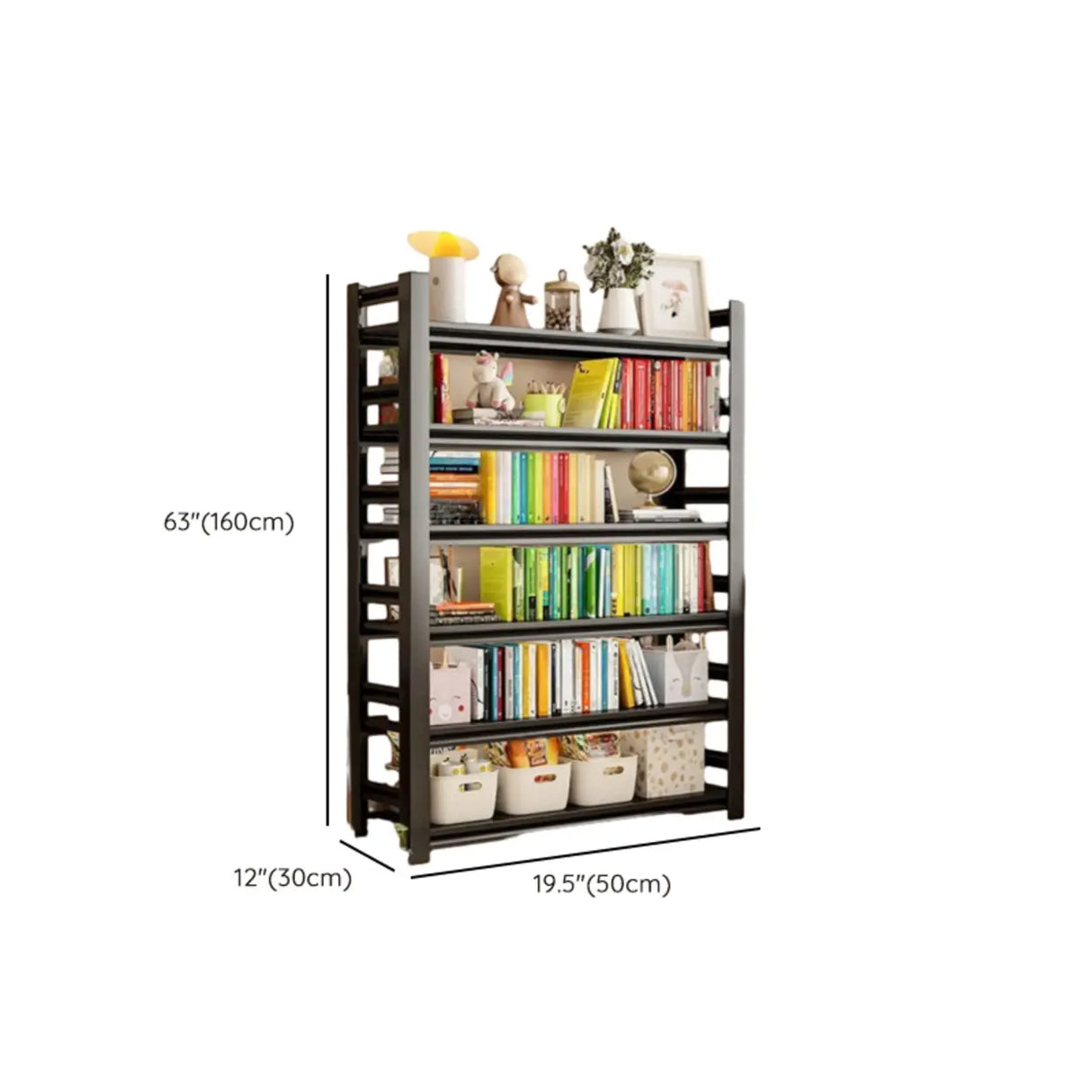 Trendy Vertical Open Metal Frame Standard Bookshelf Image - 11