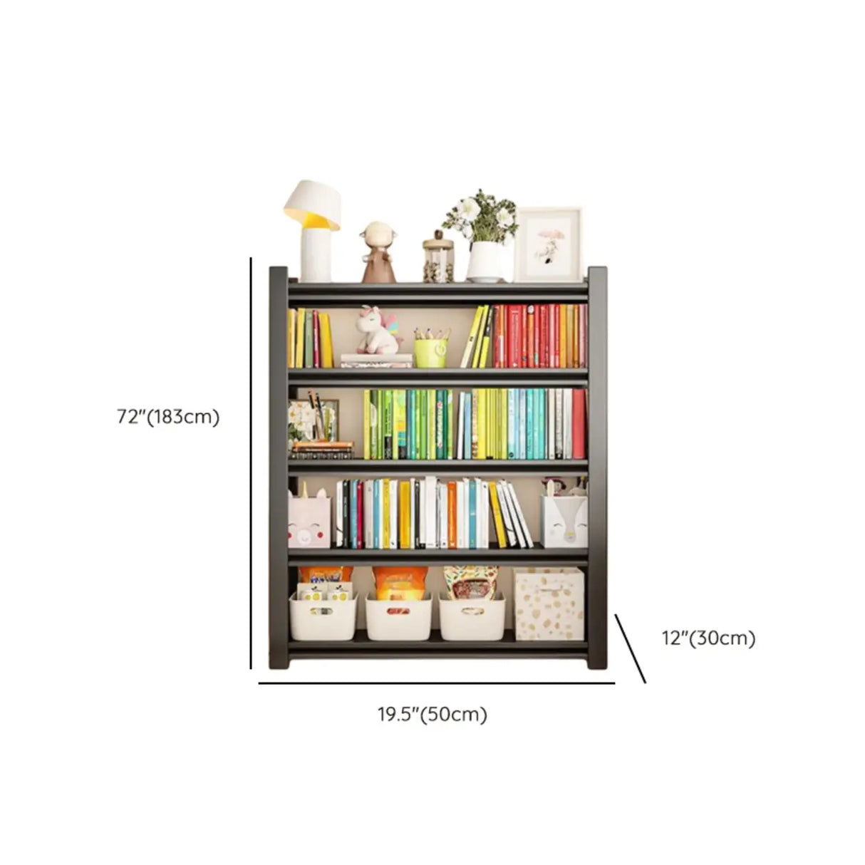 Trendy Vertical Open Metal Frame Standard Bookshelf Image - 15