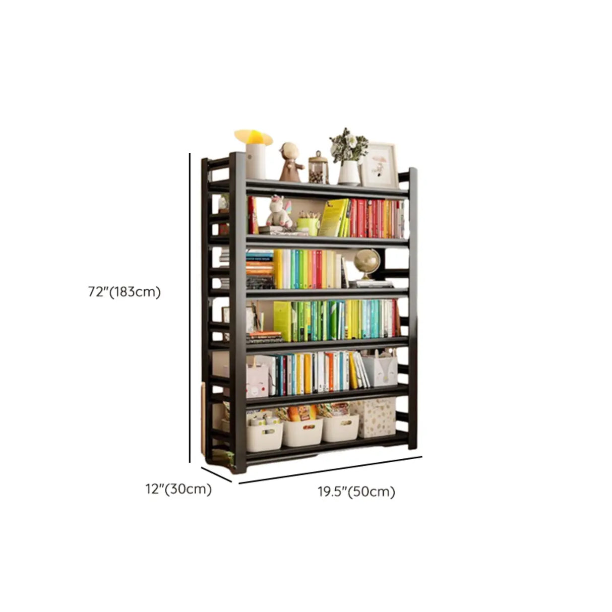 Trendy Vertical Open Metal Frame Standard Bookshelf Image - 16