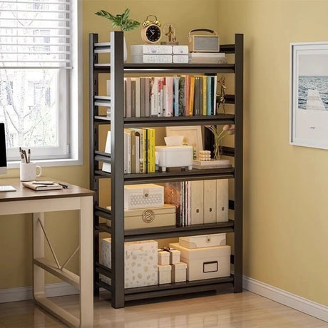 Trendy Vertical Open Metal Frame Standard Bookshelf Image - 2