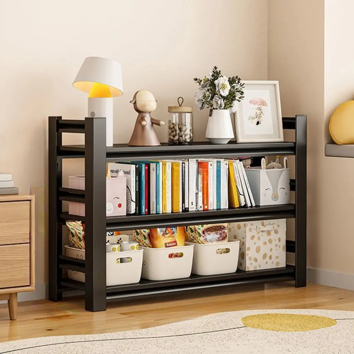 Trendy Vertical Open Metal Frame Standard Bookshelf Image - 3