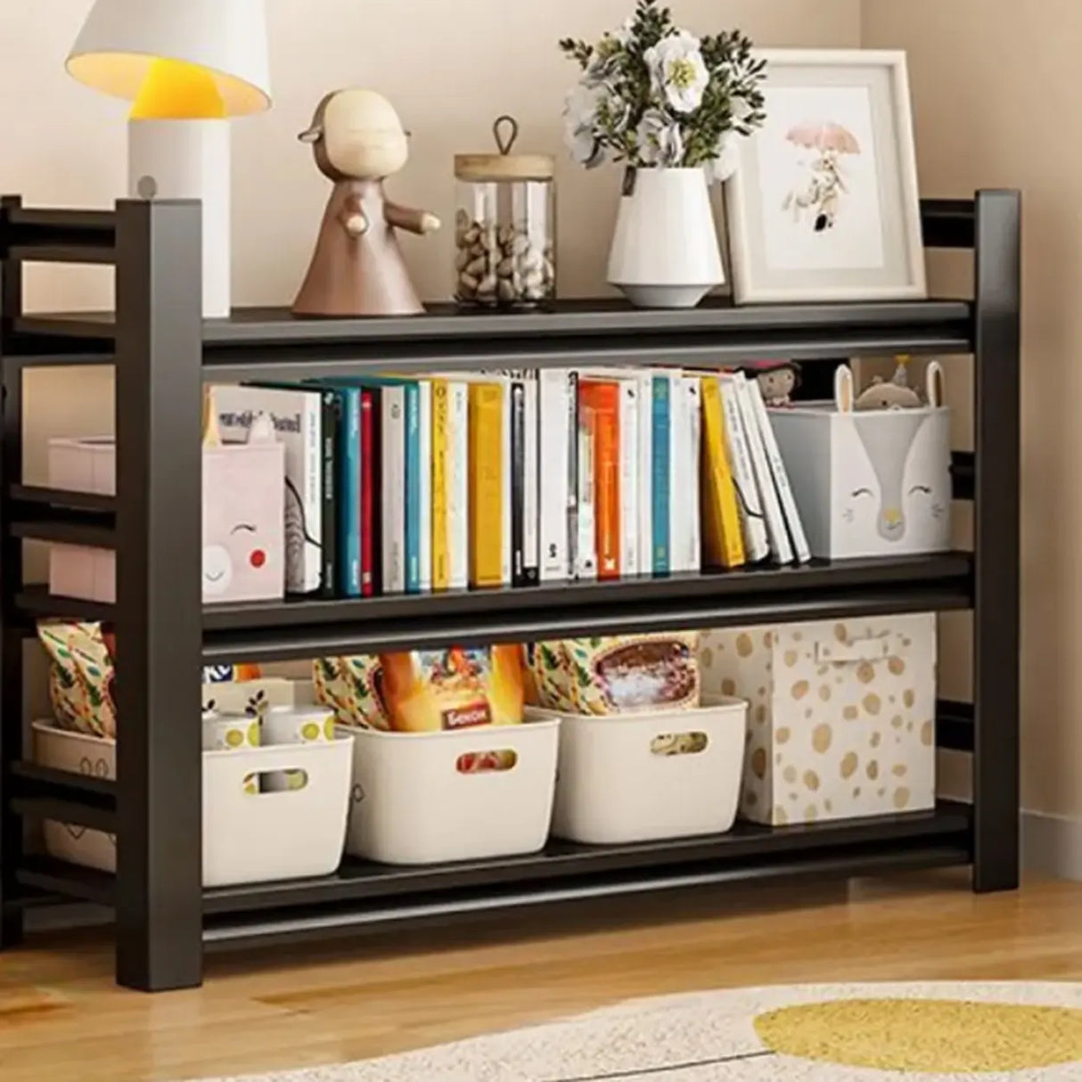 Trendy Vertical Open Metal Frame Standard Bookshelf Image - 8