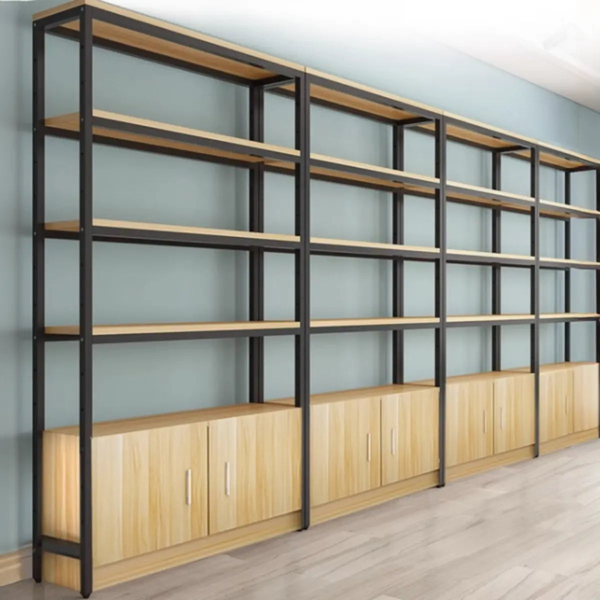 Trendy Vertical Wood Alloy Frame Display Bookshelf Image - 3