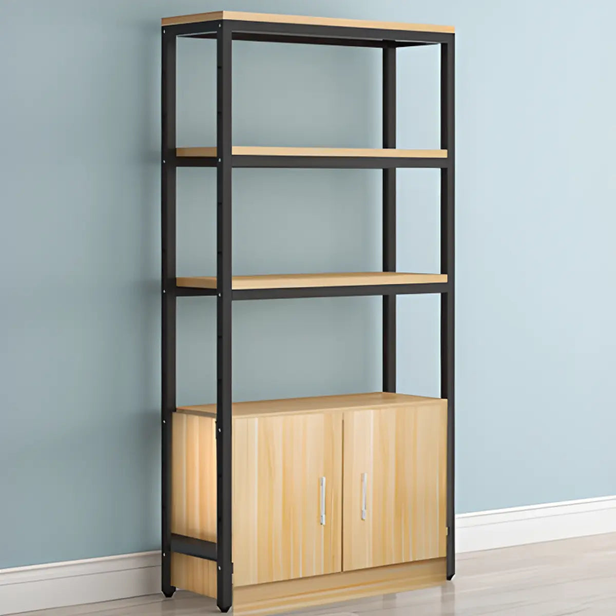Trendy Vertical Wood Alloy Frame Display Bookshelf Image - 4