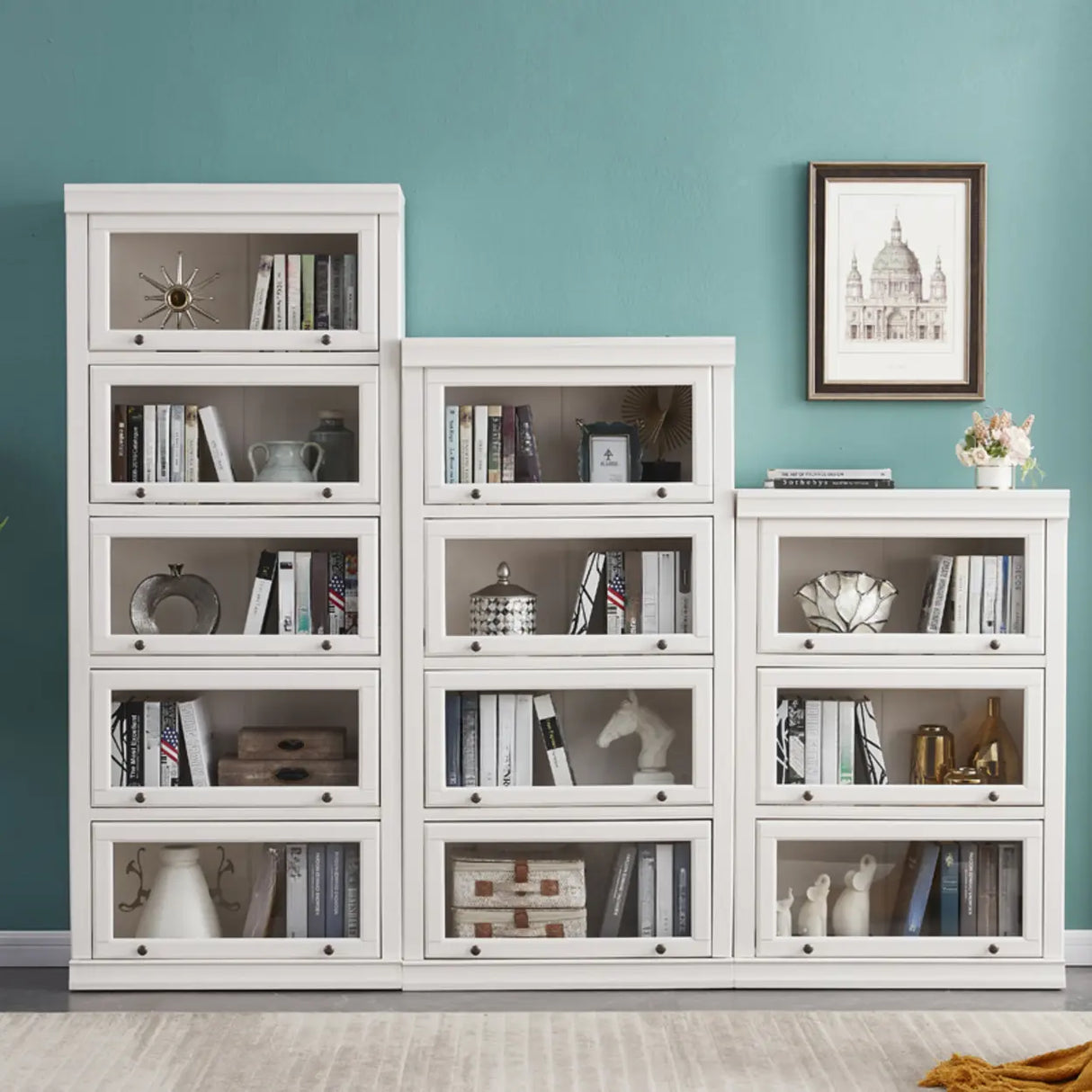 Trendy White Closed Wooden Standard Storage Bookcase Image - 1