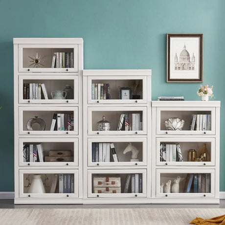 Trendy White Closed Wooden Standard Storage Bookcase Image - 1