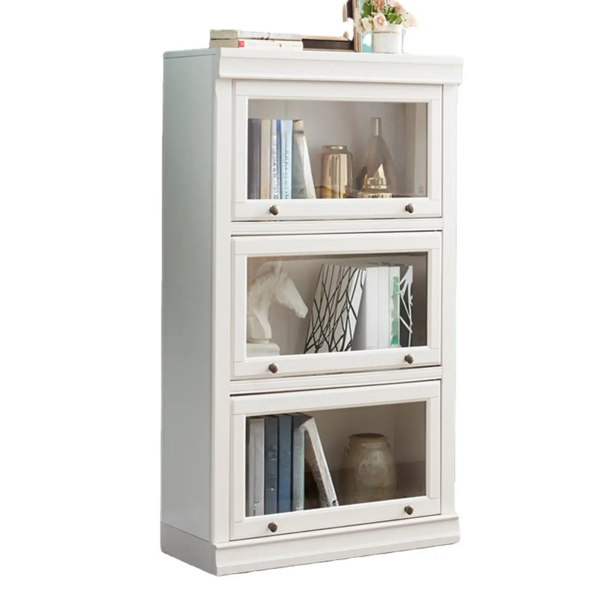Trendy White Closed Wooden Standard Storage Bookcase Image - 10