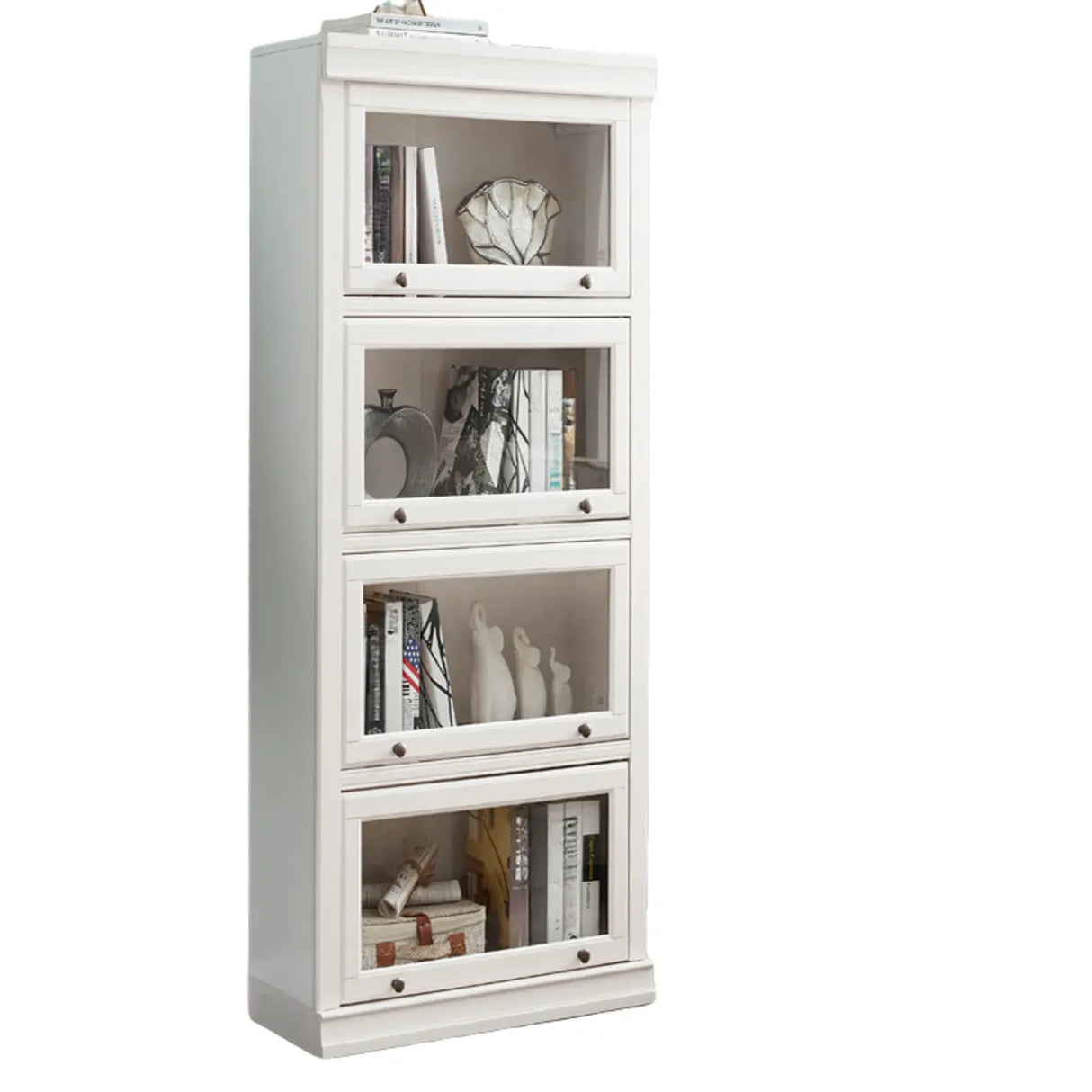 Trendy White Closed Wooden Standard Storage Bookcase Image - 15