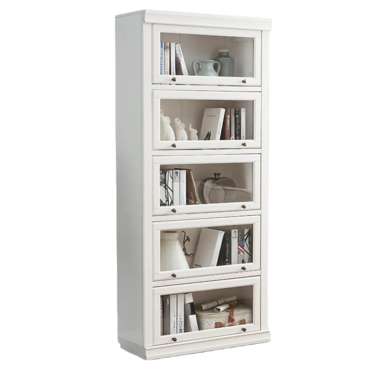 Trendy White Closed Wooden Standard Storage Bookcase Image - 16