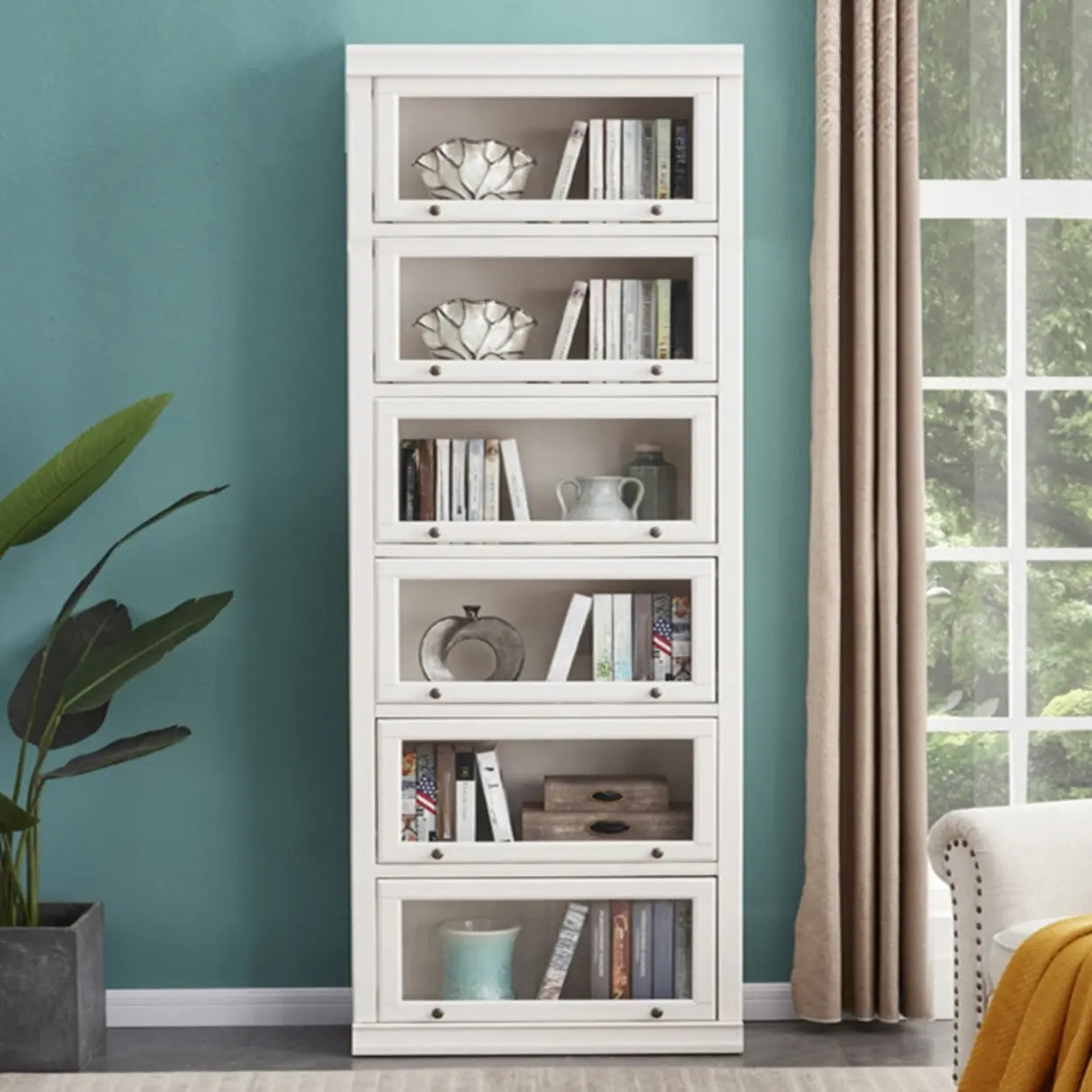 Trendy White Closed Wooden Standard Storage Bookcase Image - 20