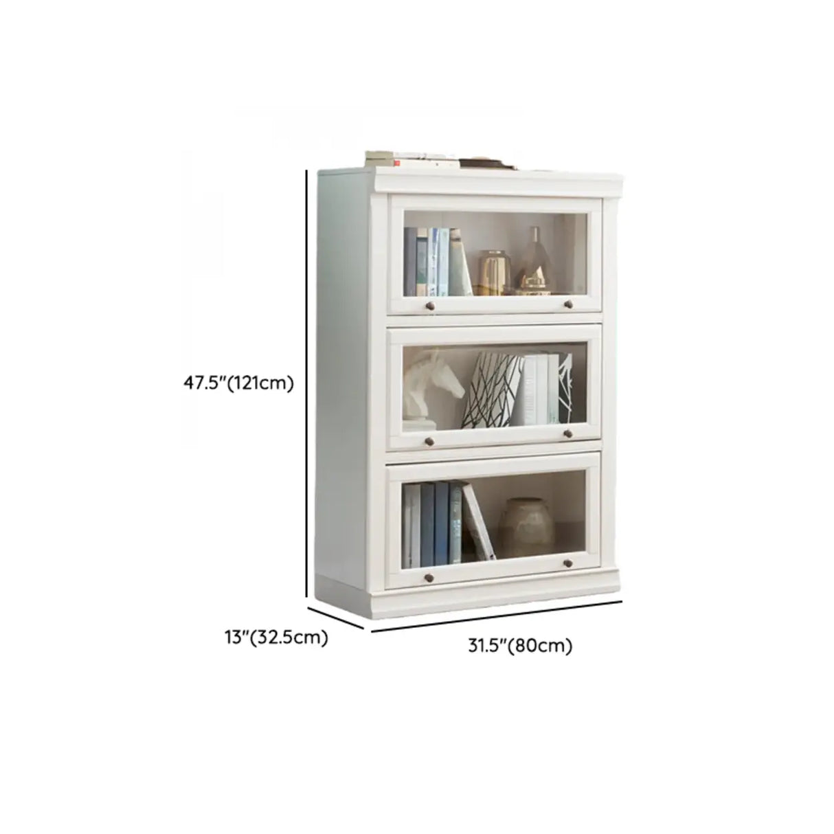 Trendy White Closed Wooden Standard Storage Bookcase 