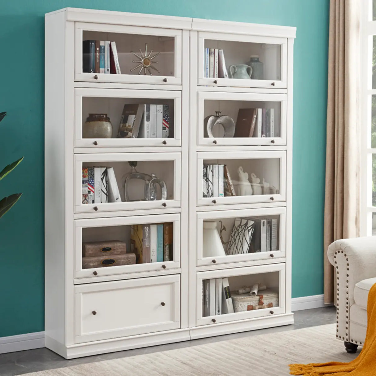 Trendy White Closed Wooden Standard Storage Bookcase Image - 4