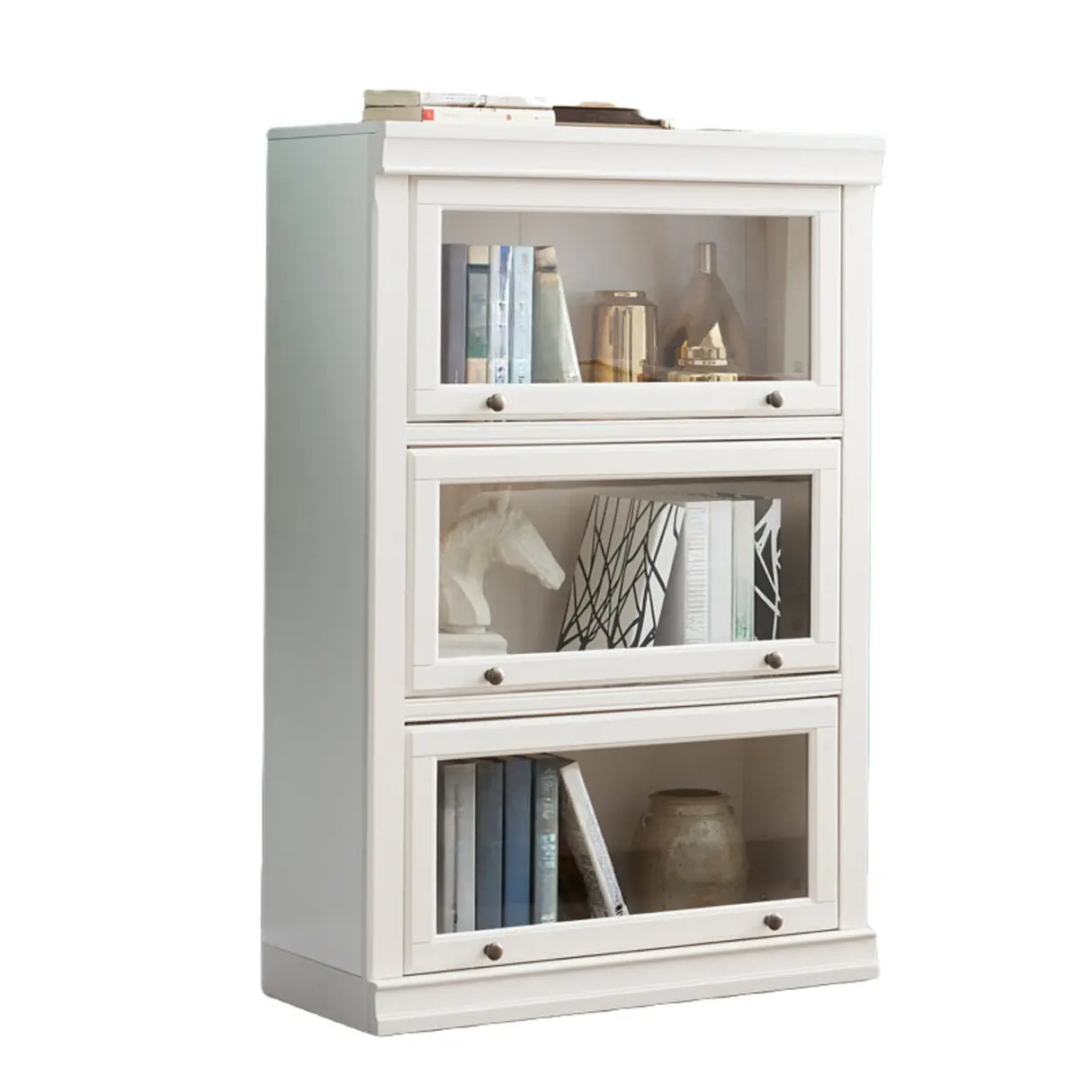 Trendy White Closed Wooden Standard Storage Bookcase Image - 6