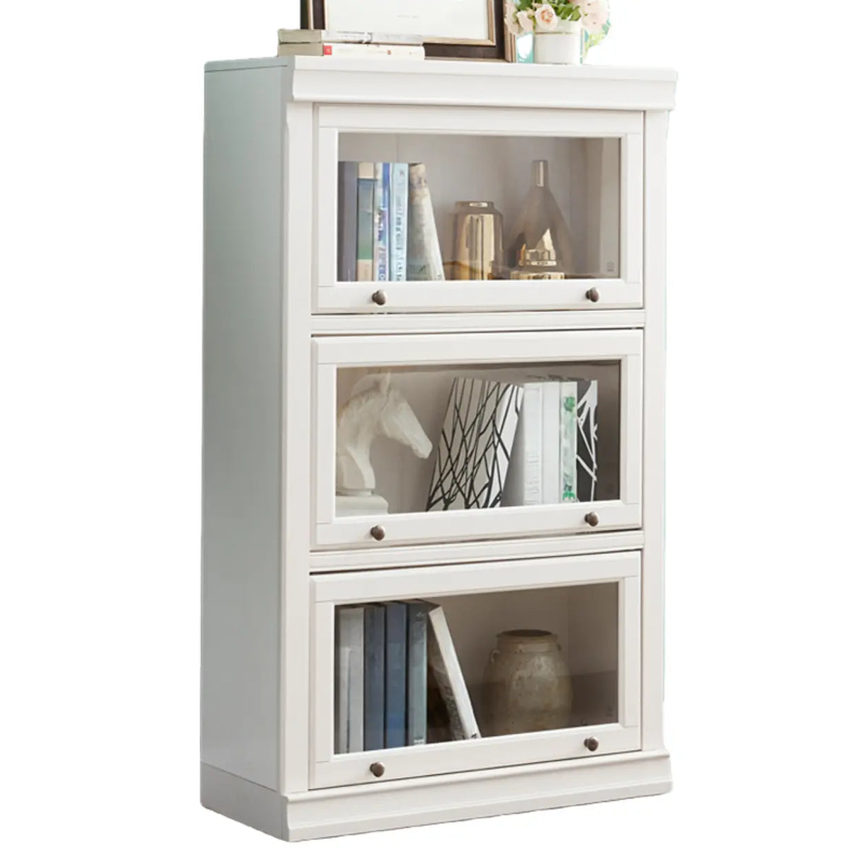Trendy White Closed Wooden Standard Storage Bookcase Image - 7