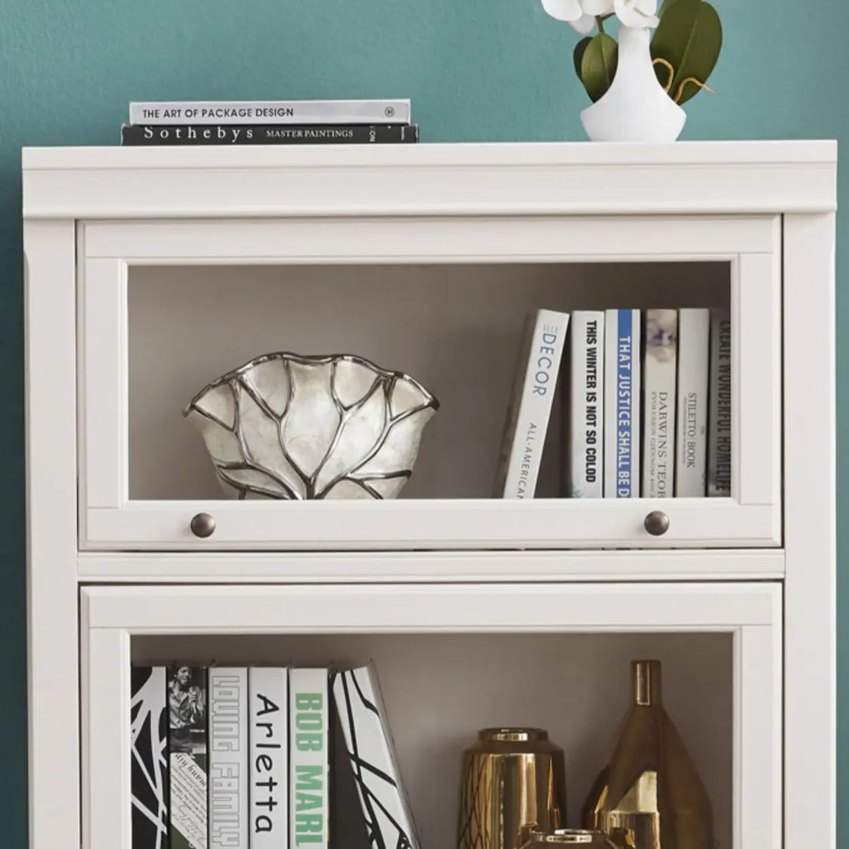 Trendy White Closed Wooden Standard Storage Bookcase Image - 8