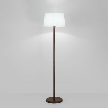 Trendy White Cylinder Walnut Metal Floor Lamp Image - 2