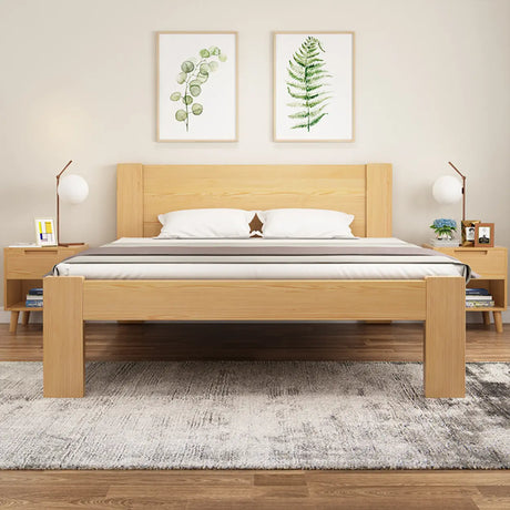 Trendy White Queen Wood Panel Bed Frame with Headboard Image - 2
