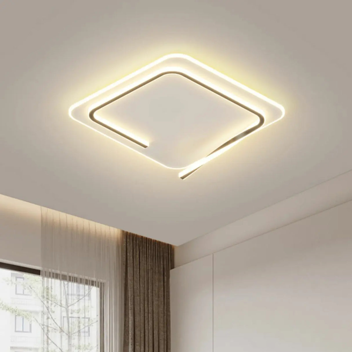 Trendy White Round Dimmable Flush Mount Ceiling Light Image - 10