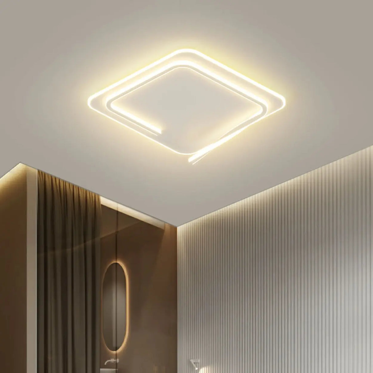 Trendy White Round Dimmable Flush Mount Ceiling Light Image - 3