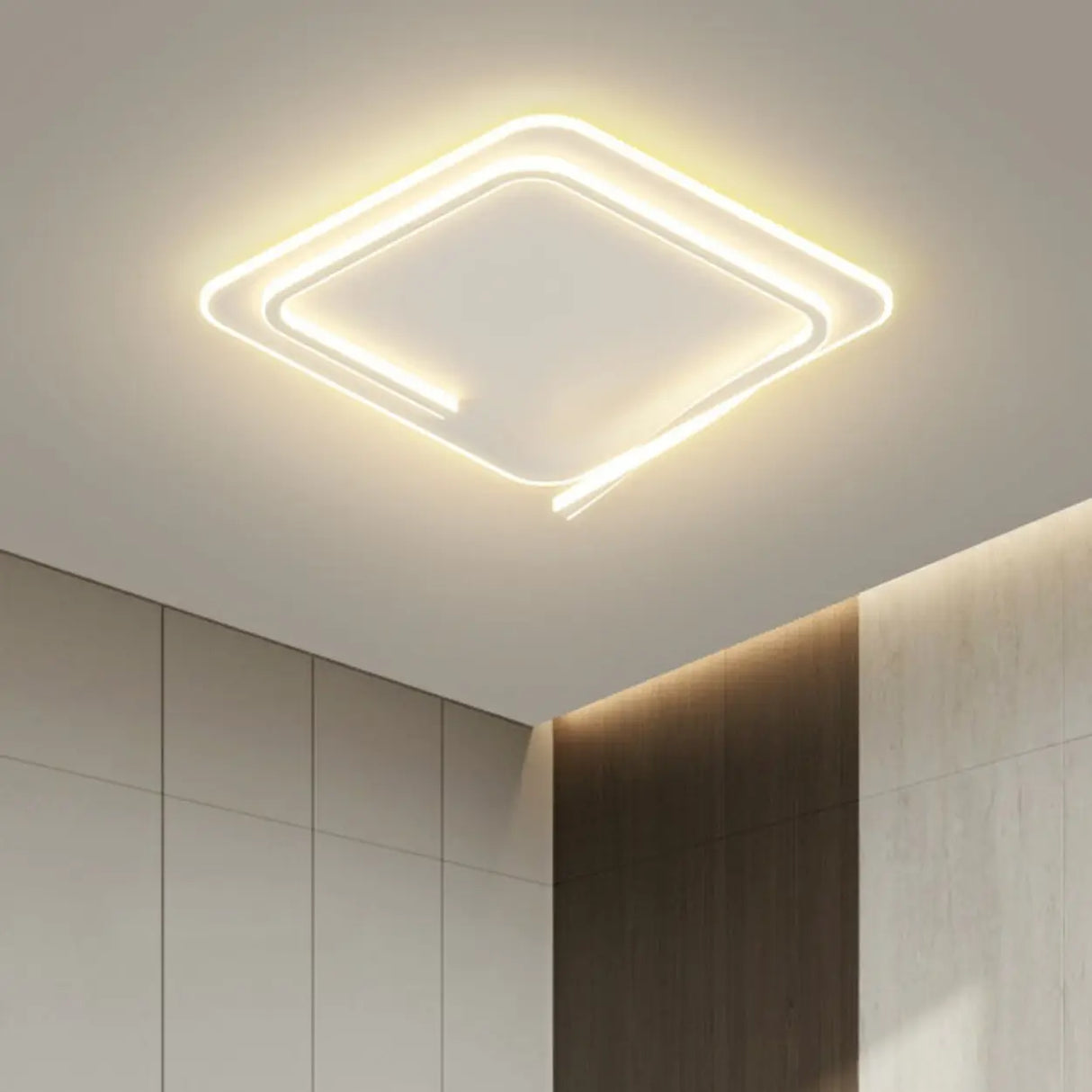Trendy White Round Dimmable Flush Mount Ceiling Light Image - 4