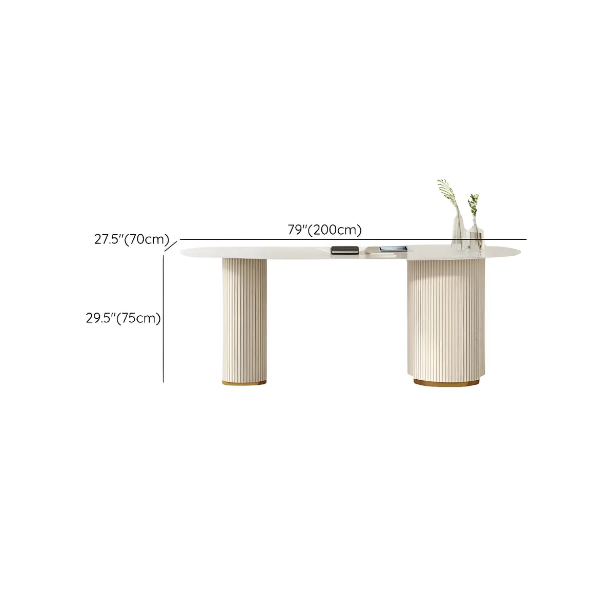 Trendy White Stone Free Form Drawers Executive Desk Image - 15