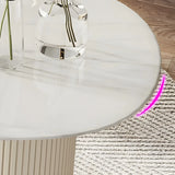 Trendy White Stone Free Form Drawers Executive Desk Image - 7