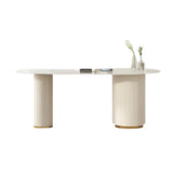 Trendy White Stone Free Form Shaped Office Desk Image - 6