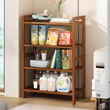 Trendy Wooden Open Back Vertical Etagere Bookshelf Image - 15
