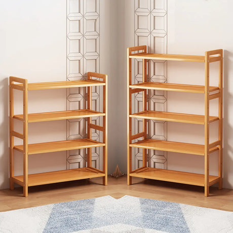 Trendy Wooden Open Back Vertical Etagere Bookshelf Image - 1