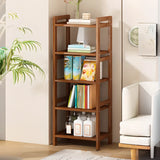Trendy Wooden Open Back Vertical Etagere Bookshelf Image - 21