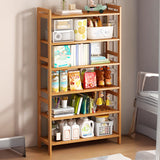 Trendy Wooden Open Back Vertical Etagere Bookshelf Image - 22