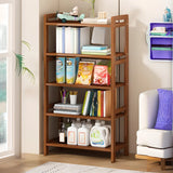 Trendy Wooden Open Back Vertical Etagere Bookshelf Image - 25