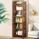 Trendy Wooden Open Back Vertical Etagere Bookshelf Image - 31