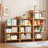 Trendy Wooden Open Back Vertical Etagere Bookshelf Image - 3