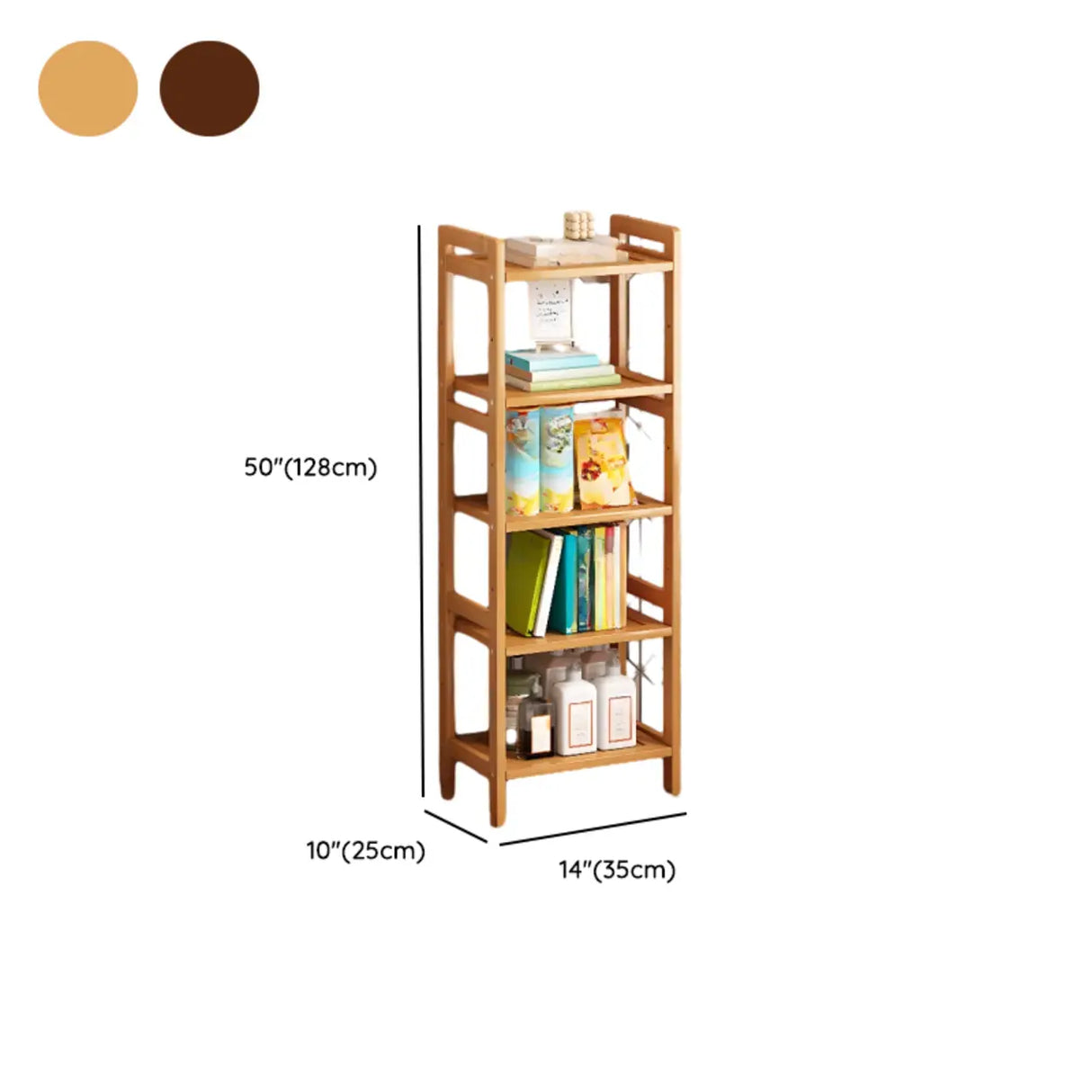 Trendy Wooden Open Back Vertical Etagere Bookshelf Image - 43