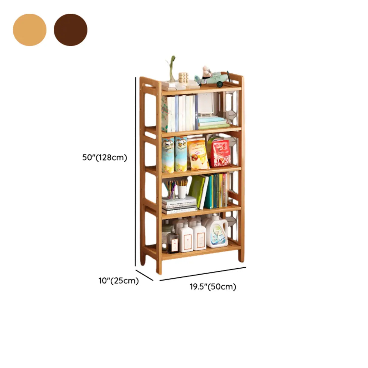 Trendy Wooden Open Back Vertical Etagere Bookshelf Image - 44