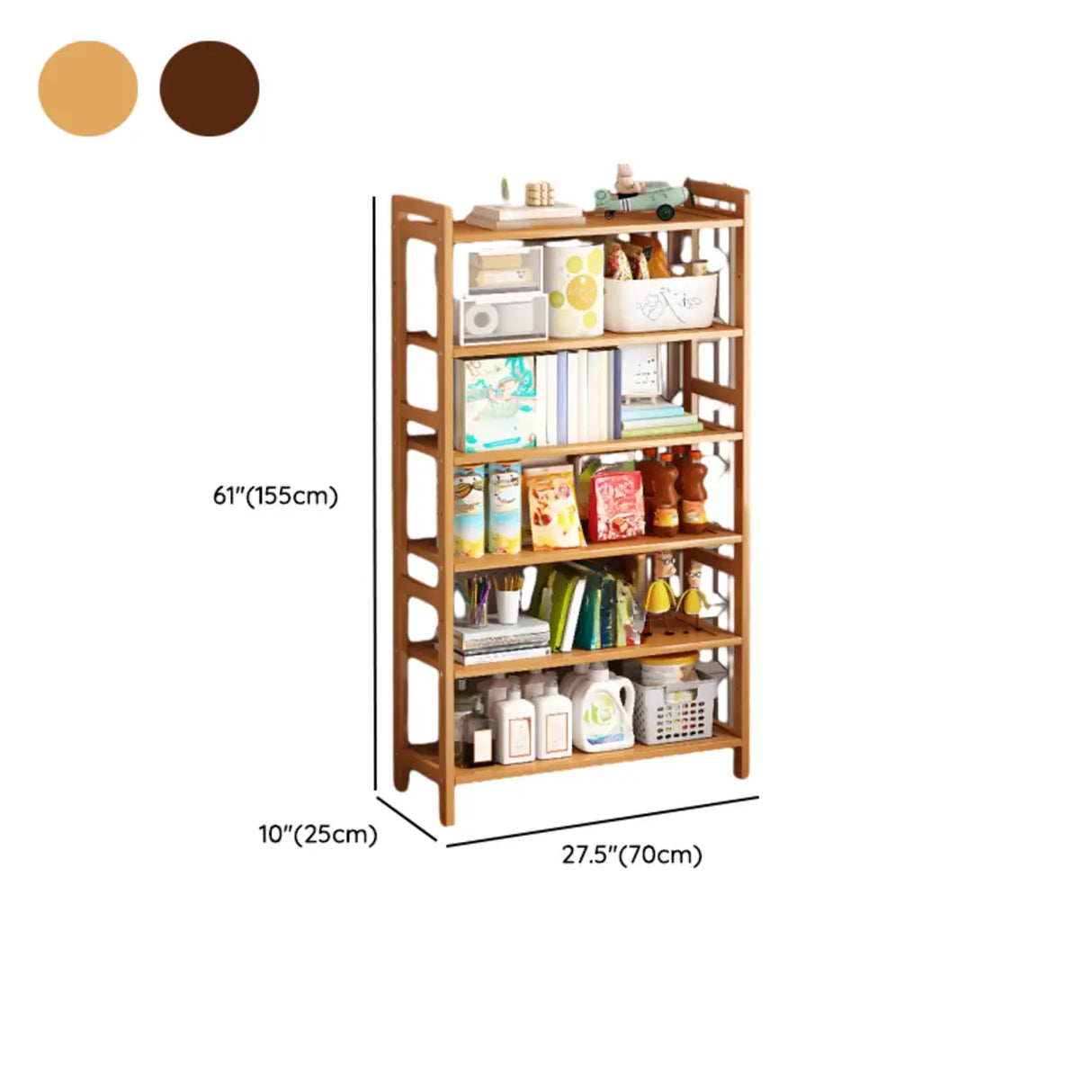 Trendy Wooden Open Back Vertical Etagere Bookshelf Image - 48