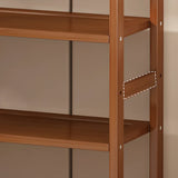 Trendy Wooden Open Back Vertical Etagere Bookshelf Image - 5