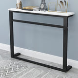 Trestle Base Rectangular Wood-Black Console Entryway Table Image - 1