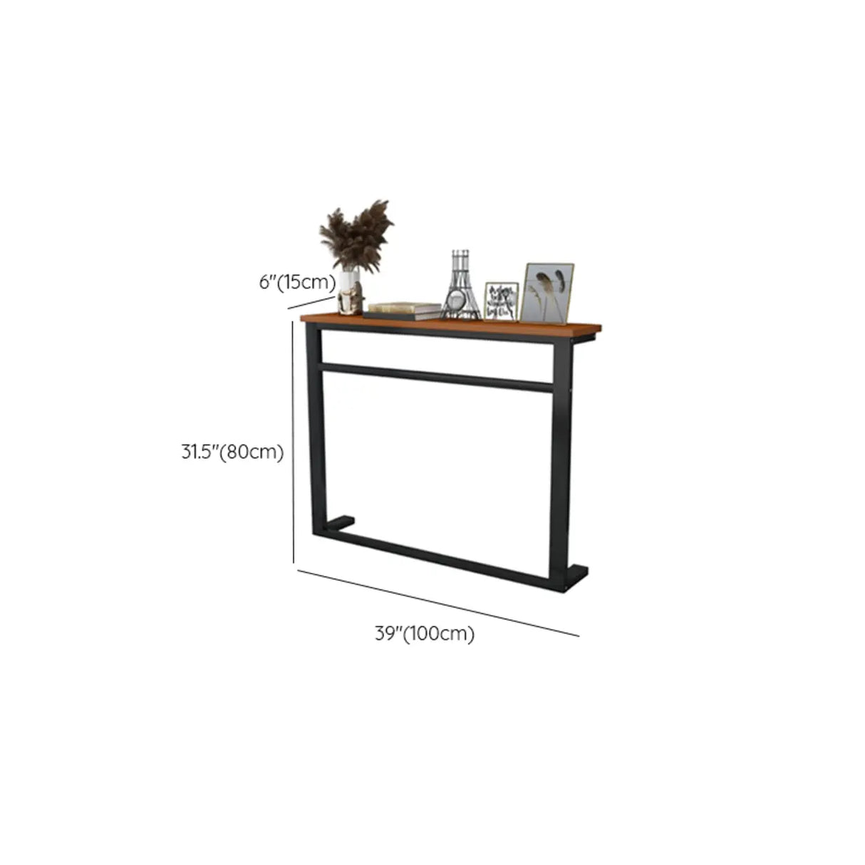 Trestle Base Rectangular Wood-Black Console Entryway Table 