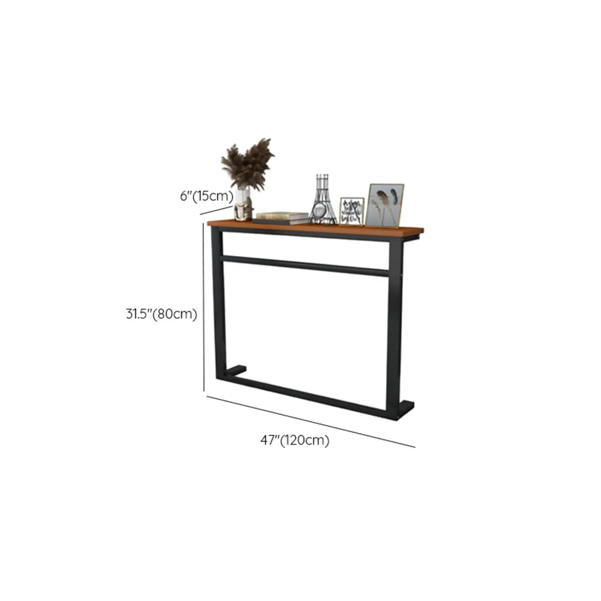 Trestle Base Rectangular Wood-Black Console Entryway Table Image - 12
