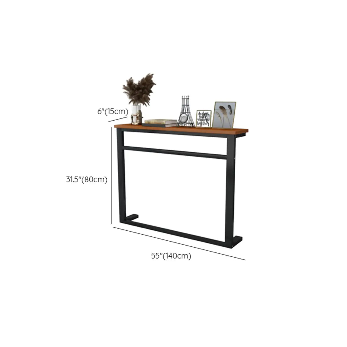 Trestle Base Rectangular Wood-Black Console Entryway Table Image - 13