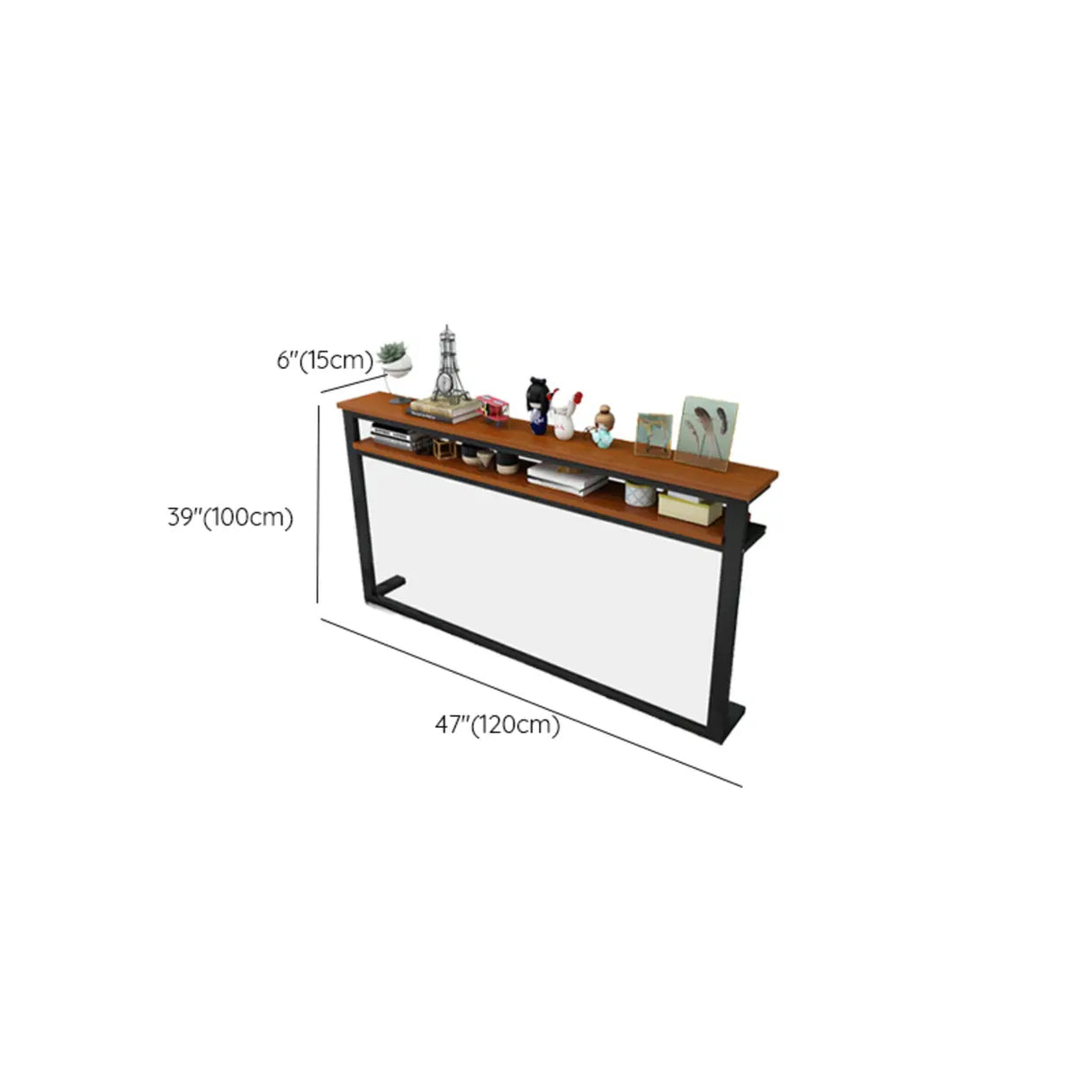 Trestle Base Rectangular Wood-Black Console Entryway Table Image - 14