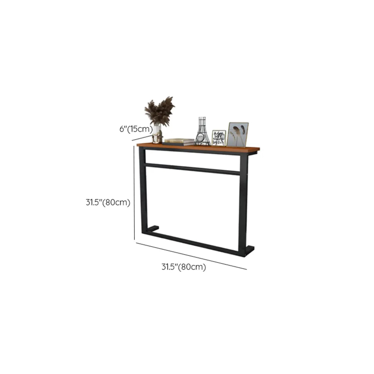 Trestle Base Rectangular Wood-Black Console Entryway Table Image - 15