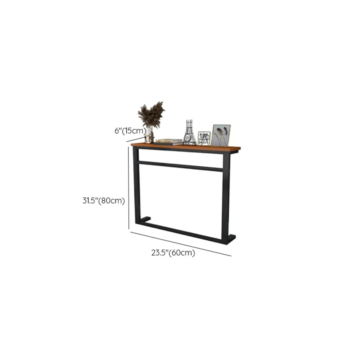 Trestle Base Rectangular Wood-Black Console Entryway Table Image - 16