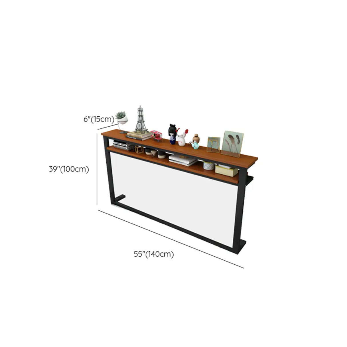 Trestle Base Rectangular Wood-Black Console Entryway Table Image - 17