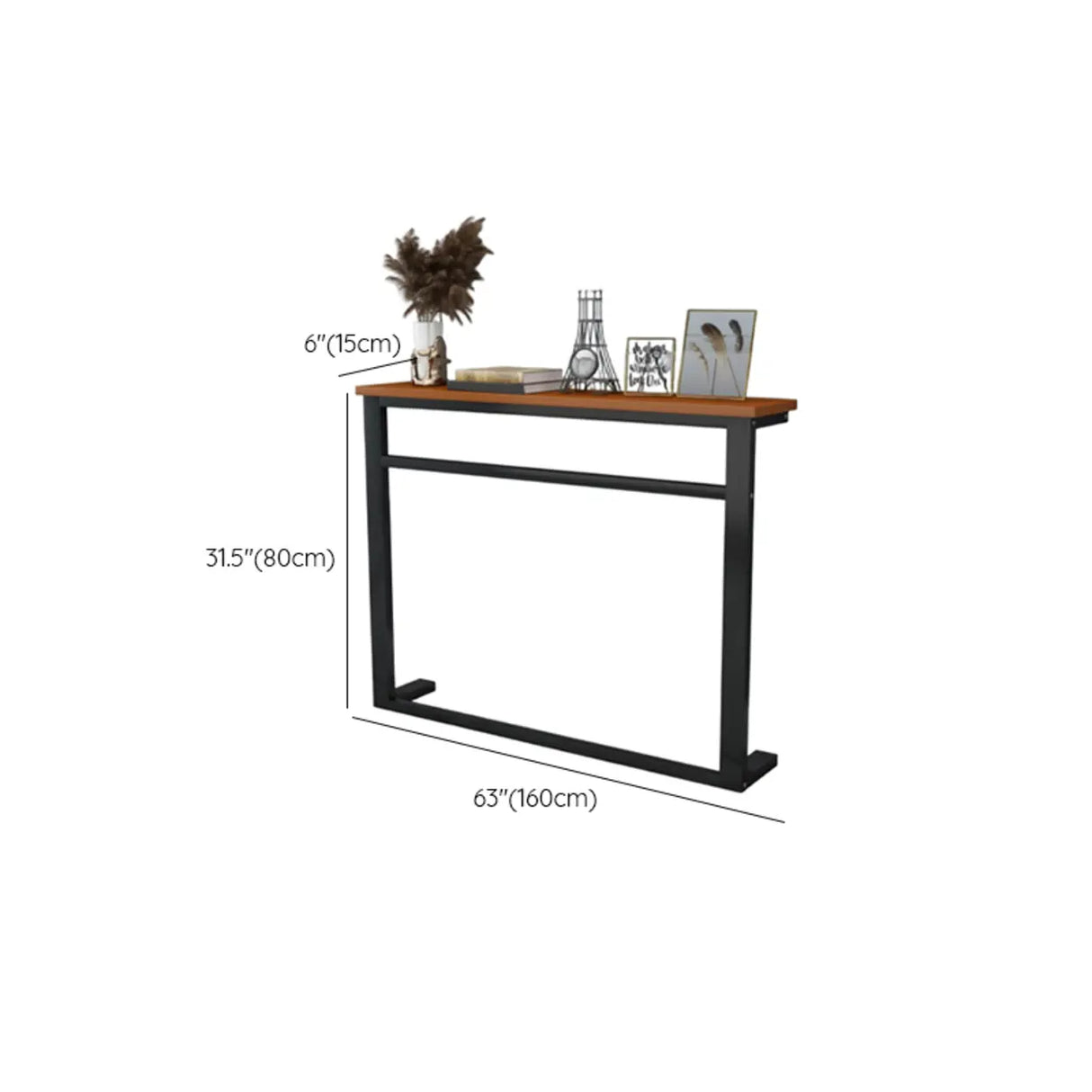 Trestle Base Rectangular Wood-Black Console Entryway Table Image - 18
